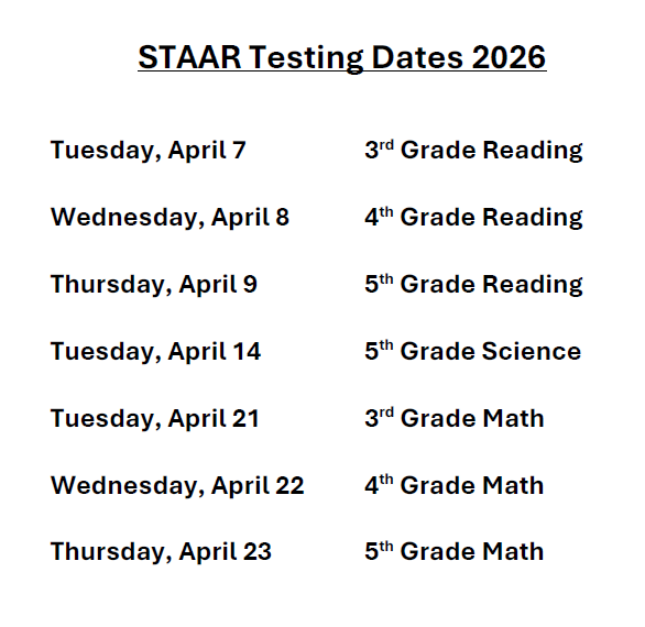  STAAR Testing Dates 2026